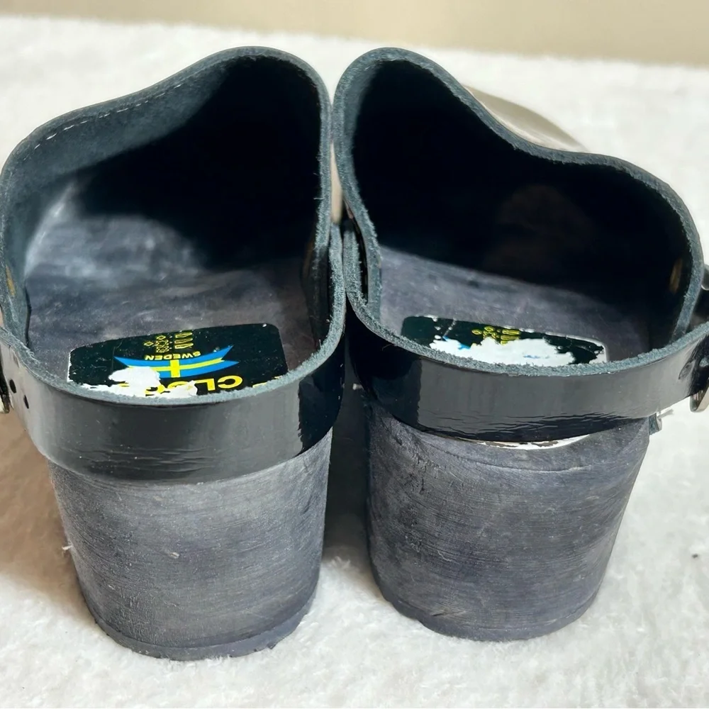 Torpatoffeln Girls Black Patent Leather Clogs Adjustable Strap Size 32 EU/1 US